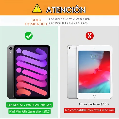 Vista 2 de Funda para Niños para iPad Mini 7 (A17 Pro) 2024/ Mini 6 2021, Funda para iPad Mini 7ª/6ª Generación con Correa para Hombro - Resistente a Golpes