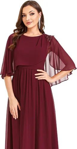 Vista 5 de Ever-Pretty Vestido formal largo de gasa con cuello redondo y manga corta para mujer 0059A