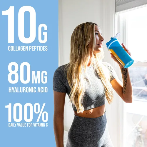Vista 4 de Rule 1 Proteins Polvo de péptidos de colágeno – Colágeno bovino hidrolizado, ácido hialurónico y vitamina C. Apoya el cabello, la piel y las uñas