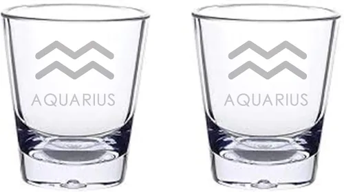 Vista 2 de Juego de 2 vasos de chupito de signos del zodiaco Aries Leo Cáncer Piscis Escorpio Tauro Sagitario Géminis Virgo Libra Capricornio Acuario (AQUARIUS)
