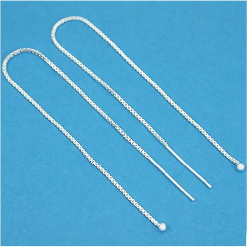 Vista 3 de Adabele Auténtica plata de ley 925, bonitos aretes de cadena larga, con borlas, hipoalergénicos, sin níquel, ligeros, delicados, joyería fina
