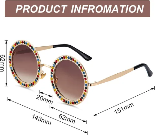 Vista 2 de 2 gafas de sol redondas de gran tamaño con diamantes de imitación para mujer