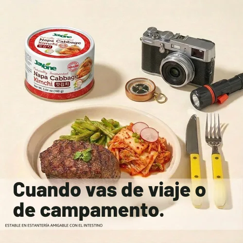Vista 3 de Kimchi coreano enlatado, kimchi de col de napa, fermentado natural, sin OMG, sin conservantes, sin aditivos