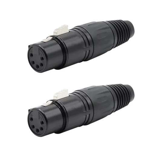 Vista 8 de Conector de cable XLR de 4 pines XLR de 4 pines, conector hembra de conector de micrófono, conector de cable de micrófono, conector de audio, negro