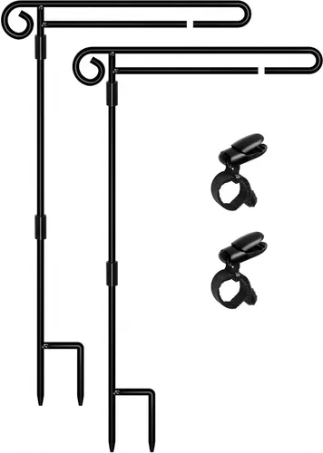 Vista 9 de HOOSUN Soporte para Bandera de Jardín, Soporte de Hierro Forjado para Bandera de Patio, Soporte Perfecto para Banderas de Jardín de 12.5x18