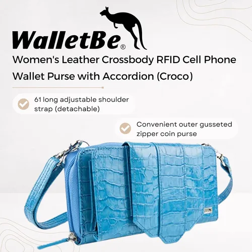 Vista 2 de Mini bolso cruzado de cuero para mujer con bloqueo RFID Pebbled