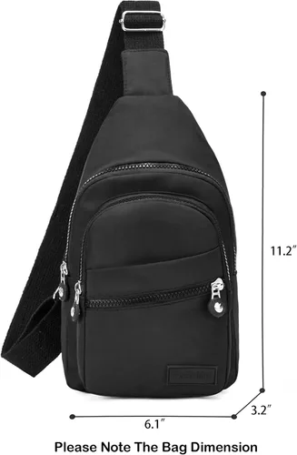 Vista 2 de Banelu Pequeña mochila bandolera bandolera para mujeres y hombres, bolsa de pecho, riñonera cruzada para exteriores, senderismo, viajes, color negro