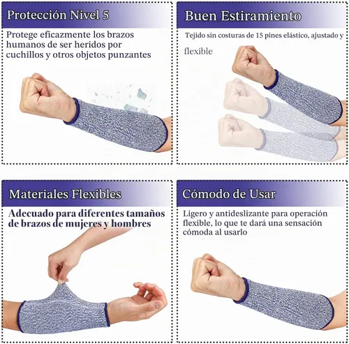 Vista 3 de 5 pares de mangas de protección de antebrazo resistentes a los cortes, protección de nivel 5, protectores de brazo a prueba de mordeduras, protector