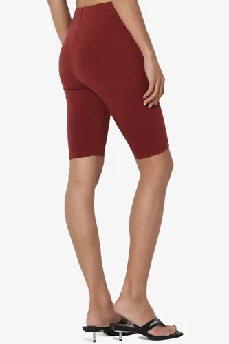 Vista 5 de TheMogan Leggings cortos básicos de algodón elástico para mujer, cintura alta, por encima de la rodilla, para mujer