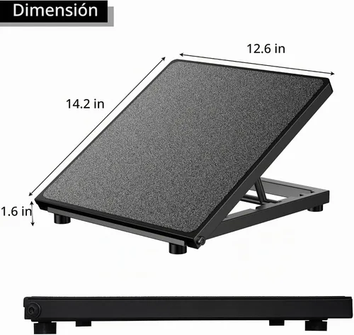 Vista 2 de Tabla inclinada profesional de acero para pantorrillas, tabla de equilibrio ajustable con superficie antideslizante para estiramiento de tobillo