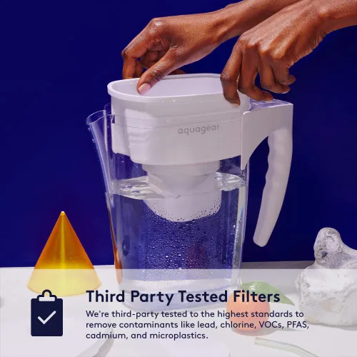 Vista 5 de Aquagear Paquete de agua de 1 año - Jarra de filtro de agua y filtro de repuesto adicional - plomo, cloro, PFOA/PFOS, filtro de microplásticos, 10