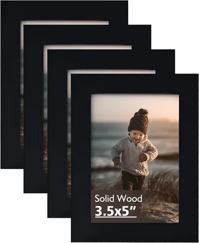 Vista 91 de KINLINK Marco de fotos de 3.5 x 5 pulgadas, color negro ceniza, marcos de madera maciza con plexiglás para mesa y montaje en pared, marcos de fotos