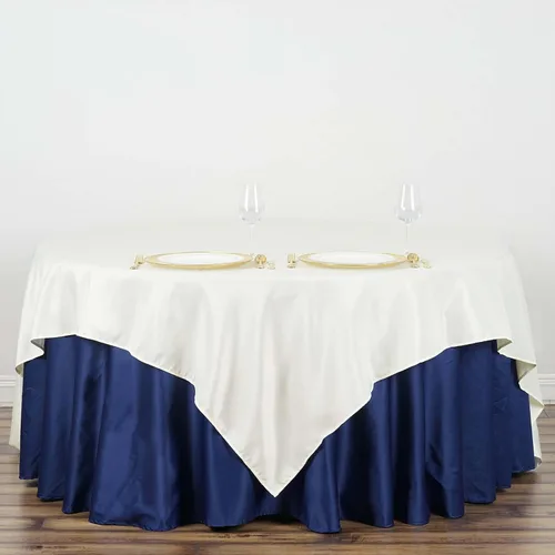 Vista 187 de Efavormart - Mantel cuadrado de lino de poliéster sin costuras, 54 x 54 pulgadas, color beige, para banquetes de boda, fiesta, restaurante
