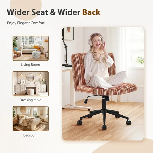 Vista 3 de Furnimart Silla de escritorio giratoria de 360° con tiras cruzadas, cojín extra grueso, silla de felpilla de alta calidad con patas cruzadas