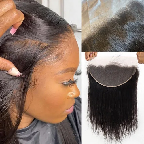 Vista 38 de 13x4 Frontal de encaje ondulado del cuerpo, frontal de encaje suizo transparente HD invisible prearrancado con cabello de nacimiento de grado 12A
