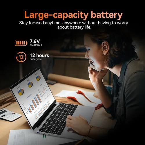 Vista 6 de 2026 última computadora portátil, 16 GB RAM 1 TB SSD, pantalla IPS 2K FHD de 15.6 pulgadas, 12ª CPU Quad Core N100 (3.4GHz), 2.4G/5G WiFi/BT5.0