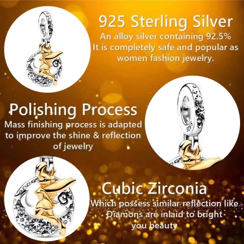Vista 2 de Dijes de plata de ley 925 con circonita cúbica para mujer, pulseras y collares, Día de la Madre para mujer