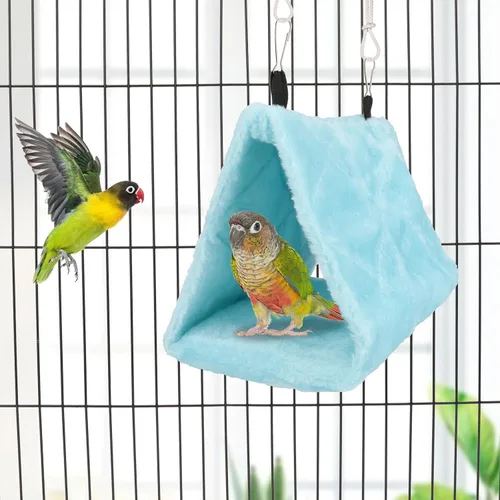 Vista 2 de Wontee Casa de nido de pájaros, cama cálida para pájaros, hamaca colgante para periquitos, periquitos, Caique, Senegal, loros cuáqueros, cacatúas