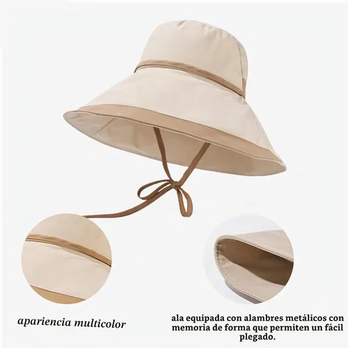 Vista 7 de Sombrero de pesca de playa de ala ancha plegable con protección UV para mujer