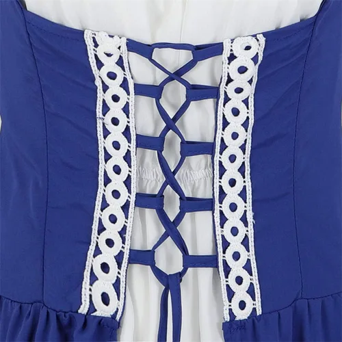 Vista 4 de Disfraz renacentista para mujer, conjunto de vestido irlandés medieval de talle alto y blusa bohemia gótica.