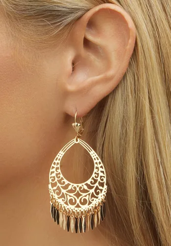 Vista 2 de Barzel Aretes colgantes chapados en oro de 18 quilates, hechos en Brasil