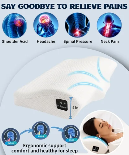 Vista 2 de Almohada cervical de espuma viscoelástica con forma de mariposa para soporte de cuello, almohada ortopédica cervical con contorno de cuello, diseño