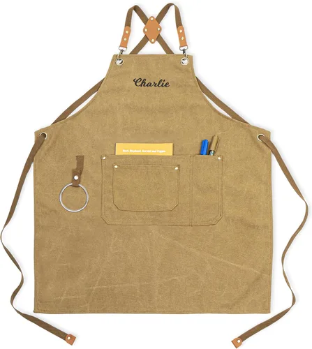Vista 9 de Delantales de lona para mujeres y hombres, delantal de chef personalizado, para taller, cocina, carpintería, jardinería, camarero