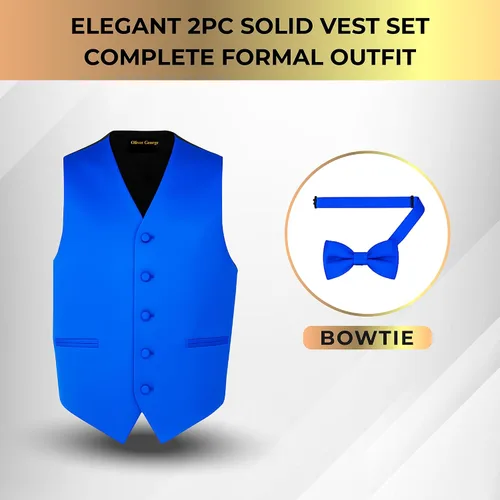 Vista 5 de Conjunto de chaleco formal sólido para hombre, esmoquin, chaleco y pajarita para traje o esmoquin