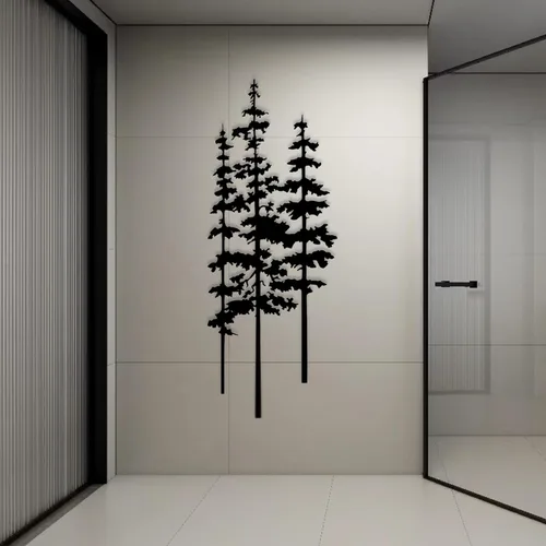 Vista 5 de Arte de pared de metal de pino, arte de pino metálico, arte de pared de árbol de metal, decoración de árbol extragrande, decoración de pared