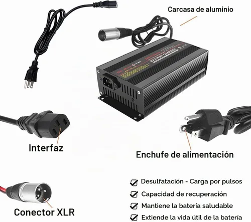 Vista 4 de TPE Cargador de batería de 24V 5A, cargador de batería inteligente automático, cargador de goteo para silla de ruedas