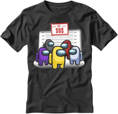 Vista 2 de Electricitees The Sus -Usual Suspects Parody - Among Us Fan Camiseta Negra