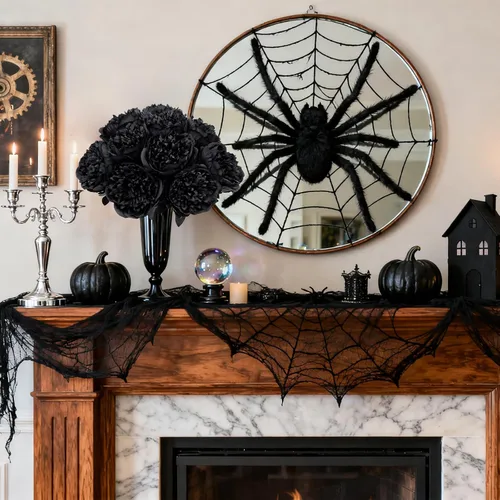 Vista 2 de U'Artlines 10 cabezas de peonías artificiales de seda, hojas y flores para decoración del hogar, oficina, bodas, fiestas, festivales y bares (negro)