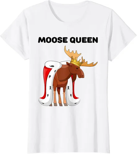 Vista 12 de Moose Queen Camiseta para niñas amantes de los alces Camiseta de alce para mujer, Blanco