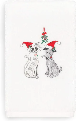 Vista 22 de Toalla de mano bordada de lujo 100% algodón turco, racimo de acebo de Navidad