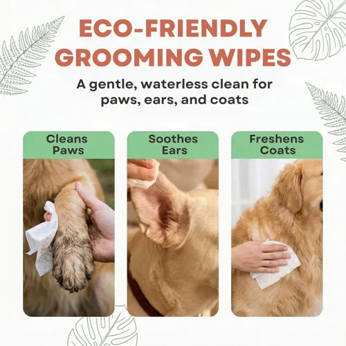 Vista 5 de Eco Wave Toallitas de aseo para perros y gatos, sin perfume
