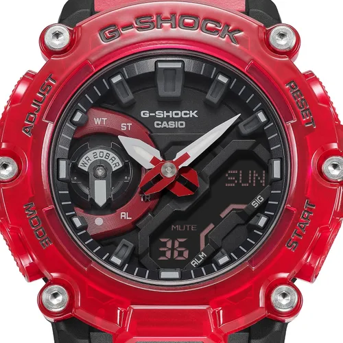 Vista 2 de G-Shock GA2200SKL-4A - Reloj serie esqueleto con ondas de sonido, color rojo, Transparente Rojo, talla única