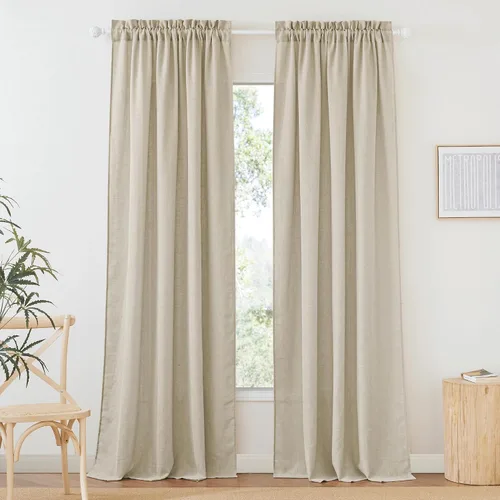 Vista 52 de RYB HOME - Cortinas de lino texturizado semitranslúcidas, privacidad media, filtro de luz, decoración de ventana para dormitorio/baño/sala de estar