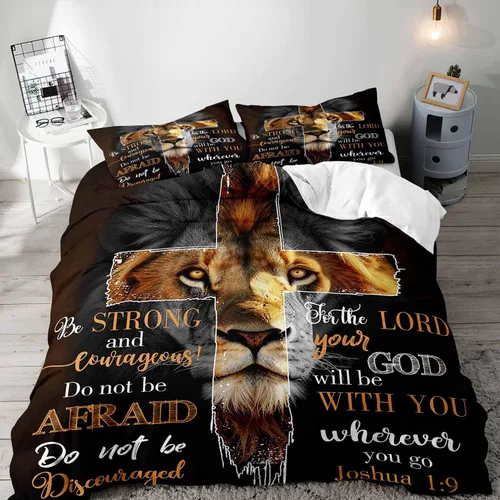 Vista 14 de VIVIHOME - Juego de ropa de cama inspiradora de león de 2 piezas, funda de edredón individual, ropa de cama negra con animales salvajes africanos