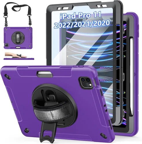 Vista 14 de Funda para iPad Pro de 11 pulgadas (2022/2021/2020/2018): Funda de silicona para iPad 11 (4ª/3ª/2ª/1ª) generación con protector de pantalla, Negro