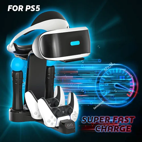 Vista 8 de Skywin VR Charging Stand - PSVR Charging Stand to Showcase, Display, and Charge your PS5 VR (PS5 Controller) (PS5)