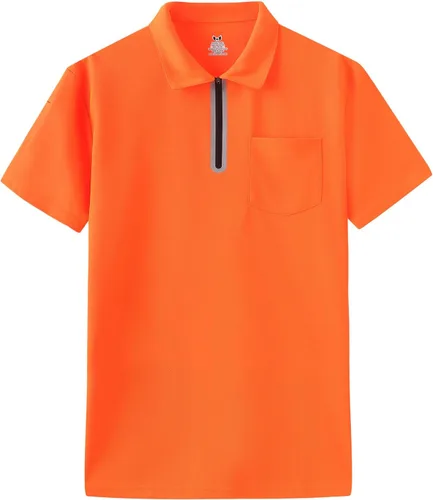 Vista 3 de MOHEEN Men's Zipper Polo Shirt Quick Dry Performance Short Sleeve Athletic Casual Collared Golf Shirts for Men with Pocket