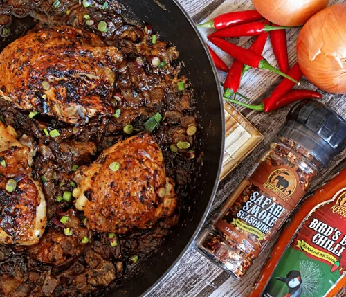 Vista 8 de African Dream Foods Mezcla de condimentos con humo Safari con pimientos ahumados, sal marina Ideal para carne, pollo, verduras Molinillo