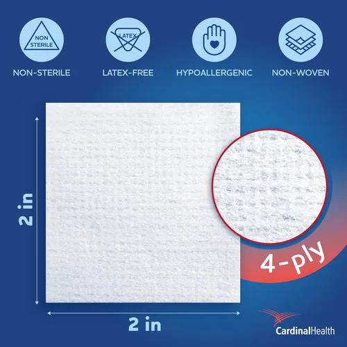 Vista 2 de Esponjas sin tejido apto para todos los usos, 4x4 pulgadas, no estéril, 200 Nonwoven Sponge,Rayon / Polyester,NonSterile,4 X 4 Inch,200 per