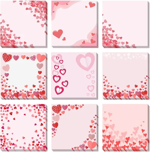 Vista 23 de 9 Piezas Notas Adhesivas de Corazón Notas Adhesivas de Corazón de San Valentín Autoadhesivas Blocs de Notas Adhesivas de San Valentín Pegajosas