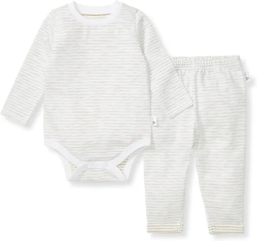 Vista 17 de Burt's Bees Baby Conjunto de mameluco y pantalón unisex, 100% algodón orgánico Azul Micro Bee