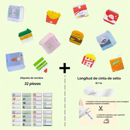 Vista 3 de Sello personalizado con nombre para niños, impermeable, juego de sellos de ropa 6 en 1