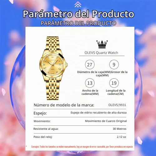 Vista 6 de OLEVS Womens Watches Stainless Steel Small Dress Fashion Luxury Watch Dorado