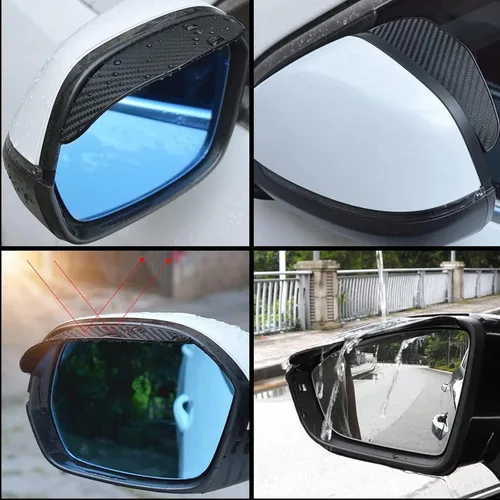 Vista 5 de MENDX Car Rearview Mirror rain Eyebrow for J-eep Wrangler 2020 Car Rear View Side Glass Mirror Trim Frame Rain Shield Sun Visor Shade Eyebrow