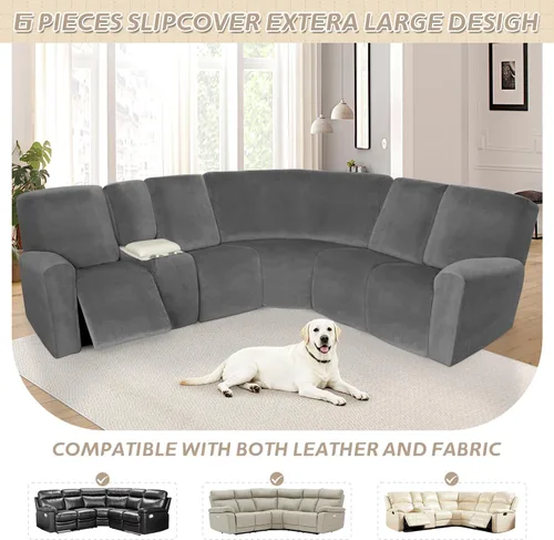 Vista 461 de Arfntevss Fundas de sofá seccional reclinable de terciopelo, Funda de sofá seccional de esquina para sofá reclinable, Funda elástica suave