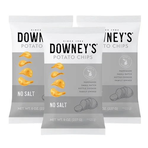 Vista 7 de Downey's Papas fritas, papas fritas cocidas en hervidor, aperitivo hecho a mano, lote pequeño, ligero y crujiente, sin gluten, hecho en Michigan
